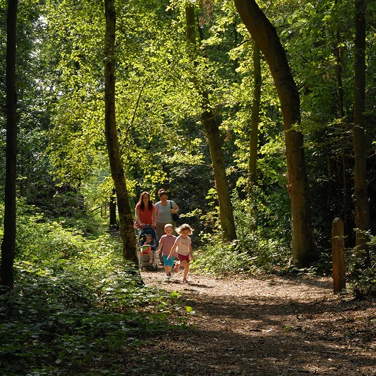 family walking on the Spa Trail route