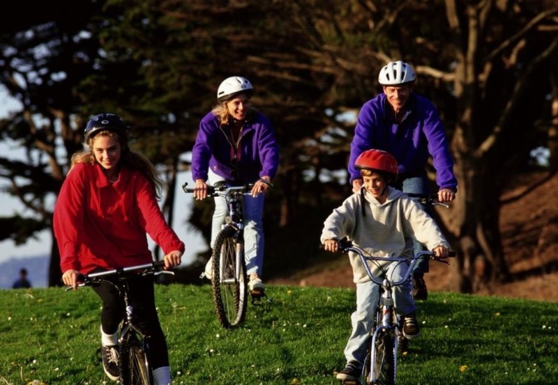 family cycling