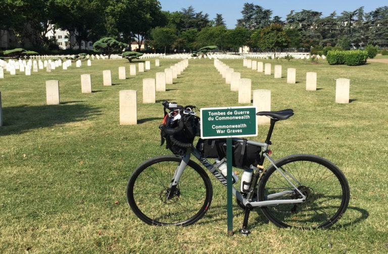 Bicycle in front of war graves