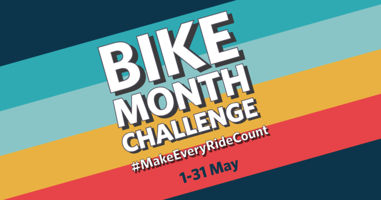 Graphic With text bike month challenge #MakeEveryRideCount,1- 31 May