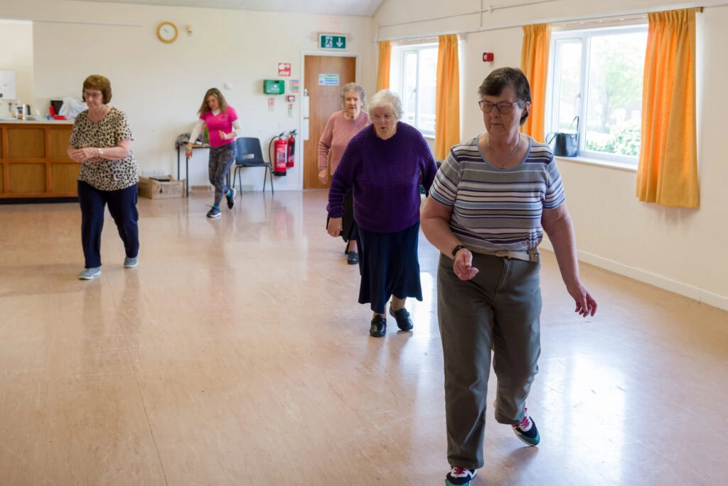 Lorraine and her supple seniors exercise class